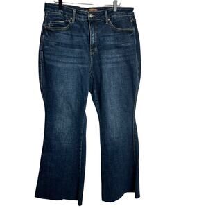 Judy Blue Flare Jeans High Rise Fray Hem Dark Wash Womens Size 18W